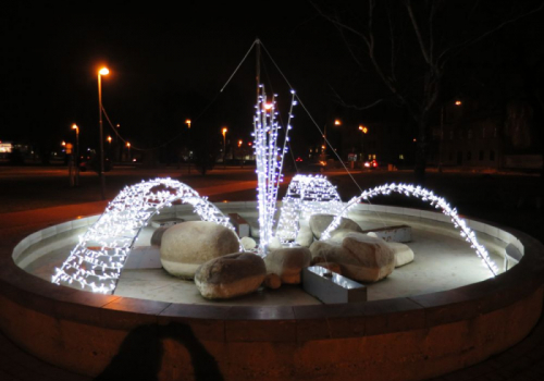 Zimní aranžmá, veřejný park Hostivice